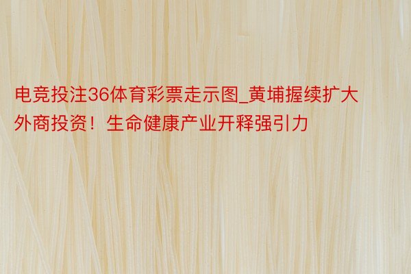 电竞投注36体育彩票走示图_黄埔握续扩大外商投资！生命健康产业开释强引力