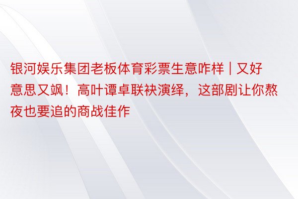 银河娱乐集团老板体育彩票生意咋样 | 又好意思又飒！高叶谭卓联袂演绎，这部剧让你熬夜也要追的商战佳作